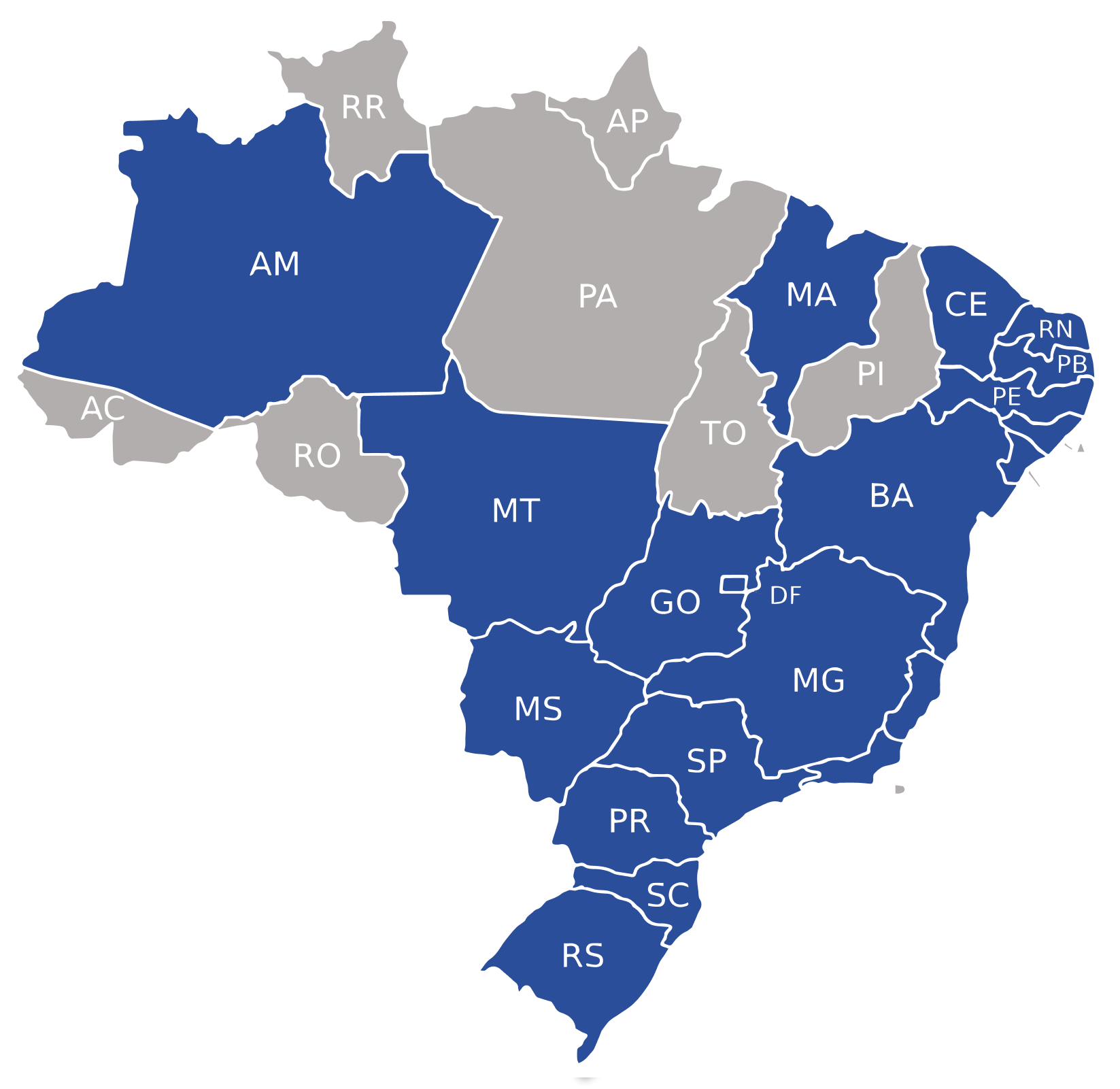 Mapa do Brasil mostrando alcance nacional